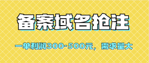 【全网首发】备案域名抢注，一单利润300-500元，需求量大-逍遥游