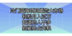 冷门蓝海项目婚恋大市场,轻松月入过万,知道的人不多,抓紧抢占先机-逍遥游