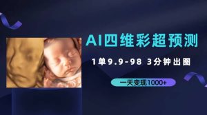 AI四维彩超预测,一单9.9-98,3分钟出图,一天变现1000+-逍遥游