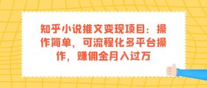 知乎小说推文变现项目：操作简单，可流程化多平台操作，赚佣金月入过万-逍遥游