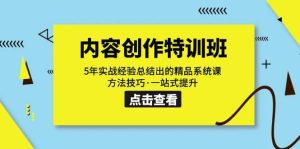 内容创作·特训班：5年实战经验总结出的精品系统课 方法技巧·一站式提升-逍遥游