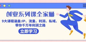创业系列课-全家桶，9大课程涵盖:IP 流量 利润 私域 带你千万年利润之路-逍遥游