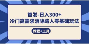首发日入300+  冷门高需求消除路人零基础玩法（教程+工具）-逍遥游