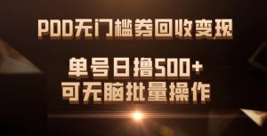 PDD无门槛券回收变现,单号日撸500+,可无脑-逍遥游