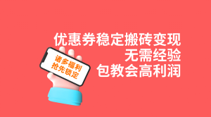 优惠券稳定搬砖变现，无需经验，高利润，详细操作教程！-逍遥游