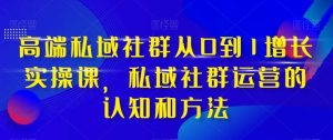 高端 私域社群从0到1增长实战课,私域社群运营的认知和方法(37节课)-逍遥游