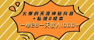 火爆的天涯神贴抖音+私域0成本一单28一天收入1000+-逍遥游