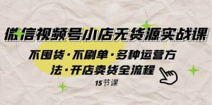 微信视频号小店无货源实战 不囤货·不刷单·多种运营方法·开店卖货全流程-逍遥游