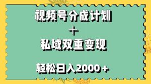 视频号分成计划＋私域双重变现，轻松日入1000＋，无任何门槛，小白轻松上手-逍遥游