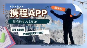 携程APP薅羊毛,外面卖1980的冷门赛道,矩阵月入1.5w-逍遥游