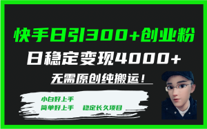 快手日引300+创业粉日稳定变现4000+无需原创纯搬运！-逍遥游