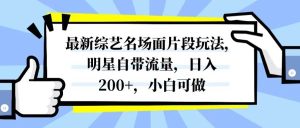 最新综艺名场面片段玩法,明星自带流量,日入200+,小白可做-逍遥游