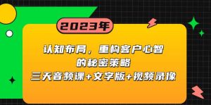 认知布局，重构客户心智的秘密策略三天音频课+文字版+视频录像-逍遥游