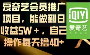 爱奇艺会员推广项目，能做到日收益5W＋，自己操作每天撸40+-逍遥游
