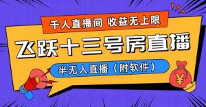 爆火飞跃十三号房半无人直播,一场直播上千人,日入过万!(附软件)-逍遥游