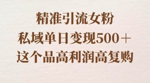 精准引流女粉，私域单日变现500＋，高利润高复购，保姆级实操教程分享-逍遥游