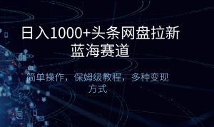 日入1000+头条网盘拉新蓝海赛道，简单操作，保姆级教程，多种变现方式-逍遥游