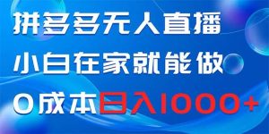 拼多多无人直播，小白在家就能做，0成本日入1000+-逍遥游
