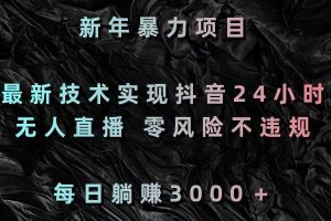 新年暴力项目,最新技术实现抖音24小时无人直播 零风险不违规 每日躺赚3000-逍遥游