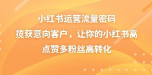 小红书运营流量密码,揽获意向客户,让你的小红书高点赞多粉丝高转化-逍遥游