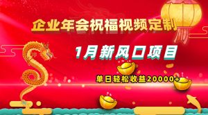 1月新风口项目,有嘴就能做,企业年会祝福视频定制,单日轻松收益20000+-逍遥游
