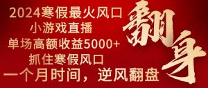 2024年最火寒假风口项目 小游戏直播 单场收益5000+抓住风口 一个月直接提车-逍遥游