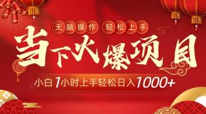 当下火爆项目，操作简单，小白仅需1小时轻松上手日入1000+-逍遥游