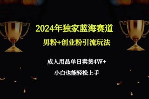 2024年独家蓝海赛道男粉+创业粉引流玩法，成人用品单日卖货4W+保姆教程-逍遥游