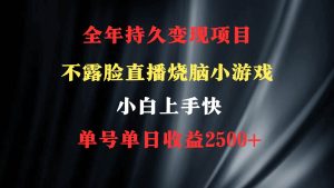 2024年 最优项目，烧脑小游戏不露脸直播  小白上手快 无门槛 一天收益2500+-逍遥游