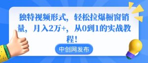 独特视频形式，轻松拉爆橱窗销量，月入2万+，从0到1的实战教程！-逍遥游