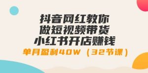 抖音网红教你做短视频带货+小红书开店赚钱,单月盈利40W(32节课)-逍遥游