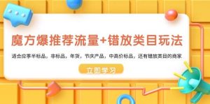 魔方·爆推荐流量+错放类目玩法：适合应季半标品，非标品，年货，节庆产品，中高价标品-逍遥游