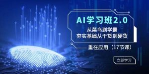 AI学习班2.0:从菜鸟到学霸,夯实基础从干货到硬货,重在应用(17节课)-逍遥游