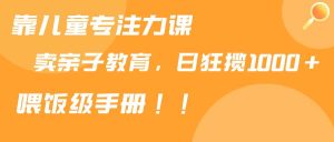 靠儿童专注力课程售卖亲子育儿课程，日暴力狂揽1000+，喂饭手册分享-逍遥游