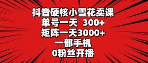 抖音硬核小雪花卖课，单号一天300+，矩阵一天3000+，一部手机0粉丝开播-逍遥游