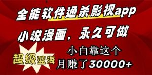全能软件通杀影视app小说漫画,超级蓝海,小白靠这个月赚了30000+永久可玩-逍遥游