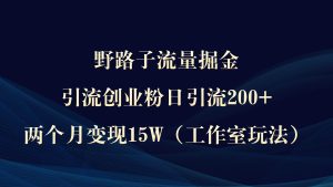 野路子流量掘金,引流创业粉日引流200+,两个月变现15W(工作室玩法))-逍遥游