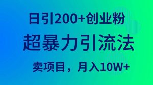 超暴力引流法,日引200+创业粉,卖项目月入10W+-逍遥游