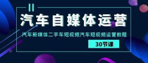汽车-自媒体运营实战课：汽车-新媒体二手车短视频汽车短视频运营教程-逍遥游