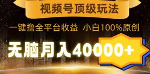 视频号顶级玩法，无脑月入40000+，一键撸全平台收益，纯小白也能100%原创-逍遥游
