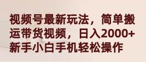 视频号最新玩法,简单搬运带货视频,日入2000+,新手小白手机轻松操作-逍遥游
