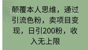 颠覆本人思维,通过引流色粉,卖项目变现,日引200粉,收入无上限-逍遥游