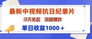 最新中视频抗日纪录片，3天必起，流量爆炸，单日收益1000＋-逍遥游