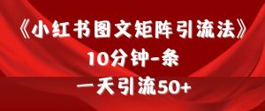 《小红书图文矩阵引流法》 10分钟-条 ，一天引流50+-逍遥游