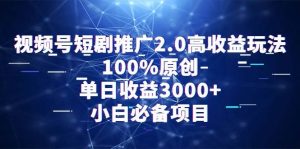 视频号短剧推广2.0高收益玩法，100%原创，单日收益3000+，小白必备项目-逍遥游