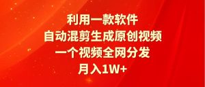 利用一款软件，自动混剪生成原创视频，一个视频全网分发，月入1W+附软件-逍遥游