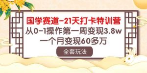 国学 赛道-21天打卡特训营：从0-1操作第一周变现3.8w，一个月变现60多万-逍遥游