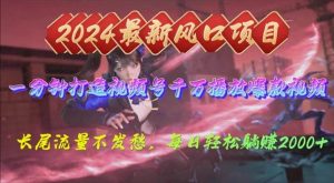 2024年新风口,视频号分成2.0计划,多种玩法打爆视频号,每日轻松2000-逍遥游