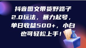 抖音图文带货野路子2.0玩法，暴力起号，单日收益500+，小白也可轻松上手！-逍遥游