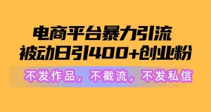 电商平台暴力引流,被动日引400+创业粉不发作品，不截流，不发私信-逍遥游